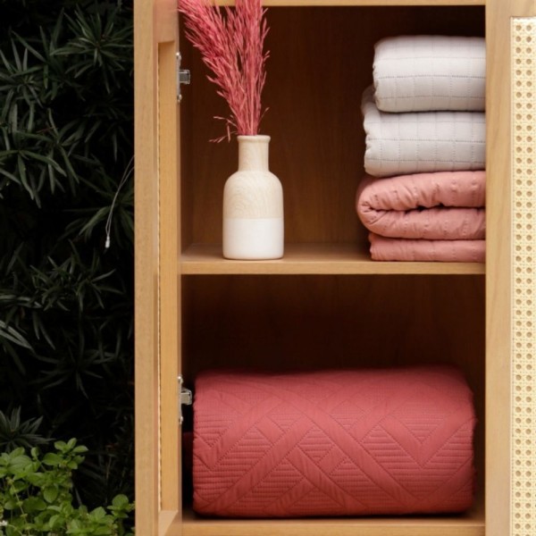 Encontraproduto.com.br - Colcha Vinho 260X280 Camesa Ilusion Geo King Com 2 Porta Travesseiros