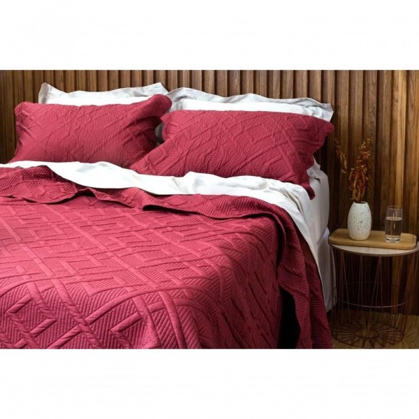 Encontraproduto.com.br - Colcha Vinho 260X280 Camesa Ilusion Geo King Com 2 Porta Travesseiros