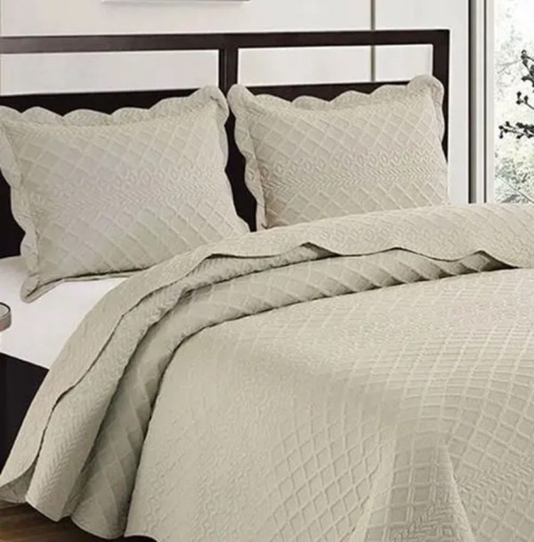 Encontraproduto.com.br - Colcha Casal 3 Peças Ilusion Orla Bege Camesa