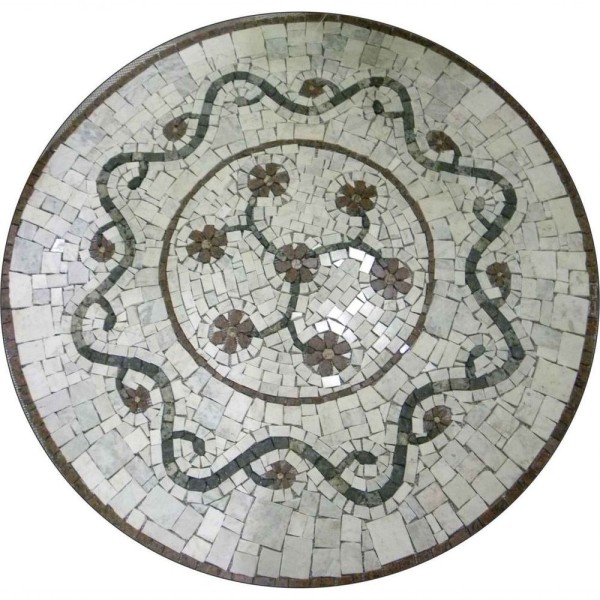 Encontraproduto.com.br - Mandala Mosaico Floral Rosone Fiorellini Veronesi Iii Fundo Marmo Bianco Carrara Tamanho 90cm