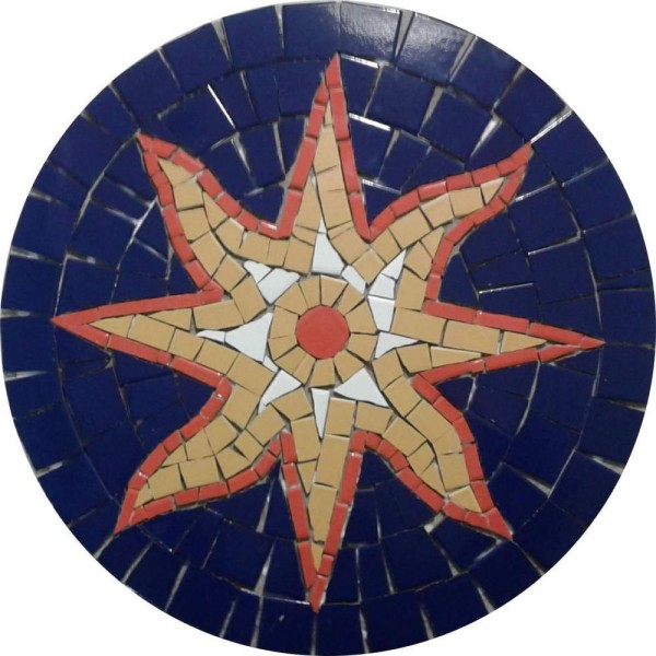 Rosone Mosaico Contemporâneo Sol Em Mosaico Ii Cerâmica Tamanho 130cm