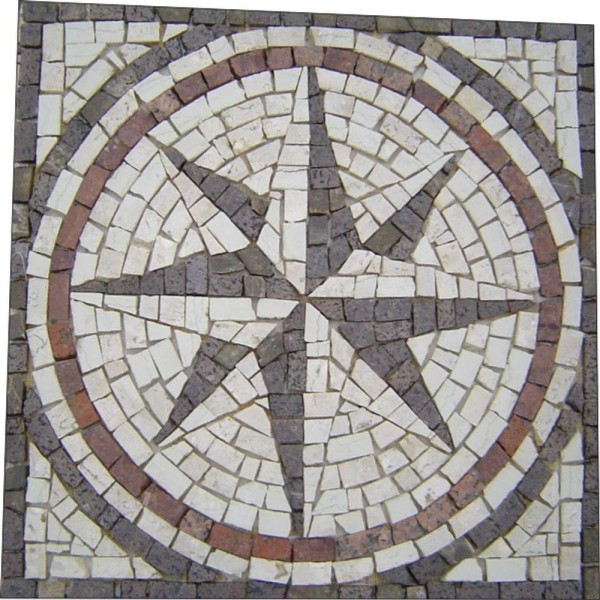 Encontraproduto.com.br - Rosa Dos Ventos Em Mosaico Rosone Fiorentino I Rústico Tamanho 150cm