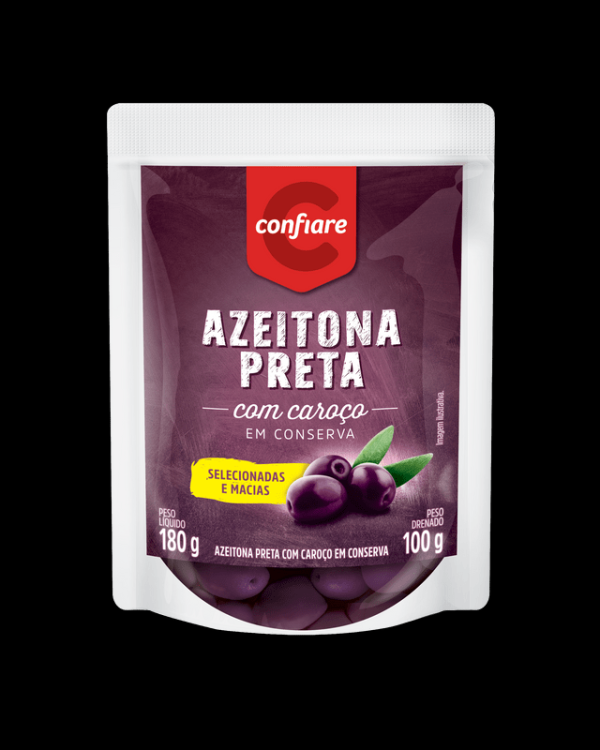 Encontraproduto.com.br - Azeitona Preta com Caroço Confiare Sachê 180g