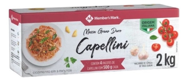 Macarrão Capellini Grano Duro Pack Com 4 Unidades De 500g