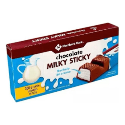 Encontraproduto.com.br - Chocolate ao Leite Milky Sticky Members Mark Caixa 200g