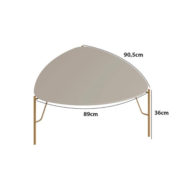 Encontraproduto.com.br - Mesa De Centro 36cm Para Sala 100% Mdf Com Pés Em Metal Cor: Grigio Com Dourado