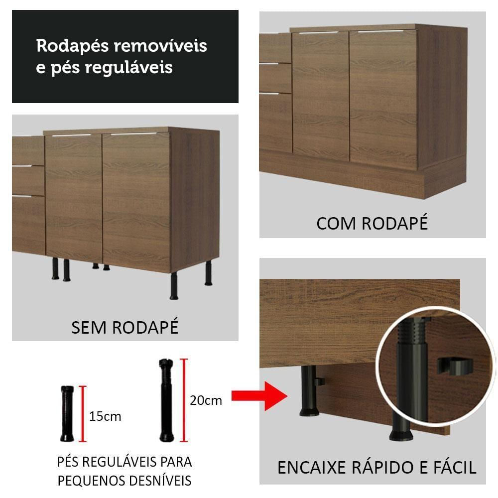 Encontraproduto.com.br - Ilha de Cozinha com Bancada e Balcão 120 cm Rustic Stella Madesa