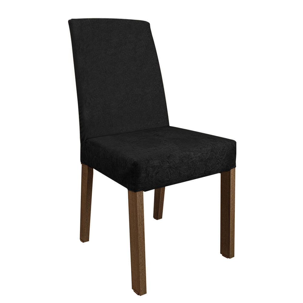 Encontraproduto.com.br - Conjunto Sala de Jantar Mesa Tampo de Vidro 4 Cadeiras Rustic/Preto Oxford Evelin Madesa