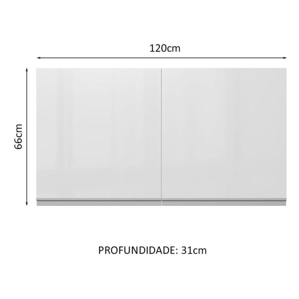 Encontraproduto.com.br - Armário Aéreo Madesa Acordes 100% MDF 120 cm 2 Portas Branco Brilho