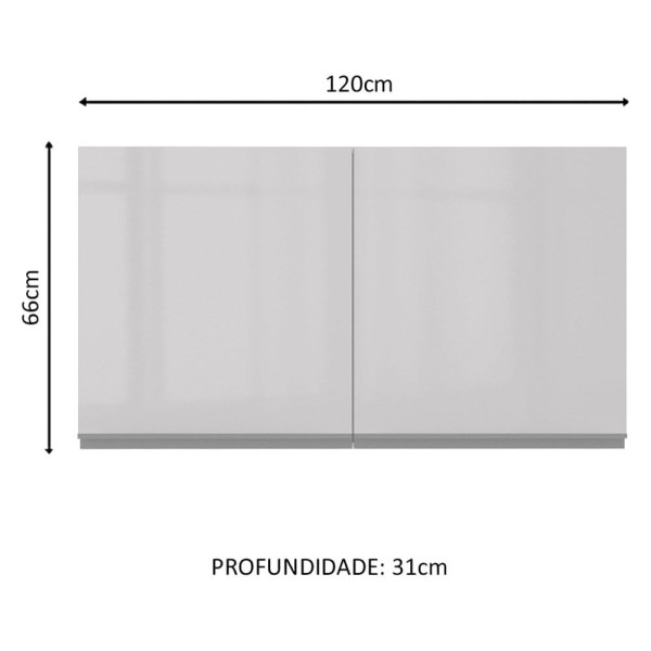 Encontraproduto.com.br - Armário Aéreo Madesa Acordes 100% MDF 120 cm 2 Portas Branco Brilho