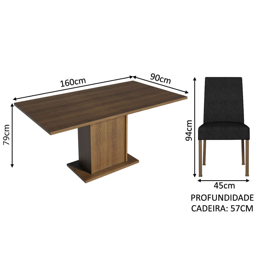 Encontraproduto.com.br - Conjunto Sala de Jantar Mesa Tampo de Madeira 6 Cadeiras Rustic/Oxford Renata Madesa