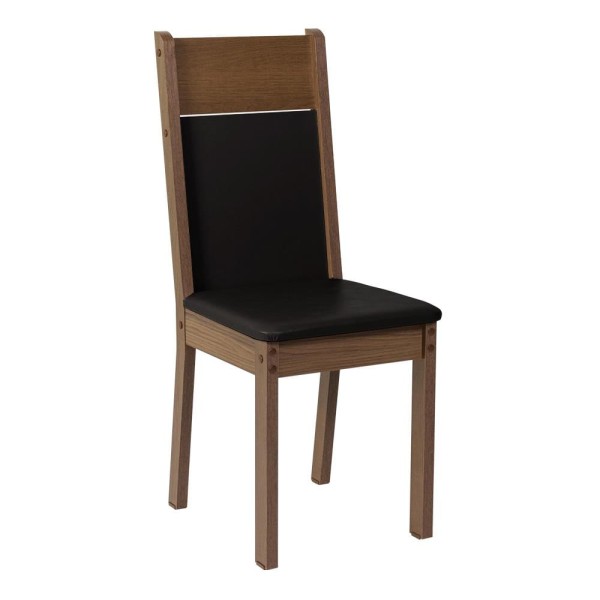 Encontraproduto.com.br - Conjunto Sala de Jantar Mesa Tampo de Vidro 4 Cadeiras Preto/Rustic Eloá Madesa