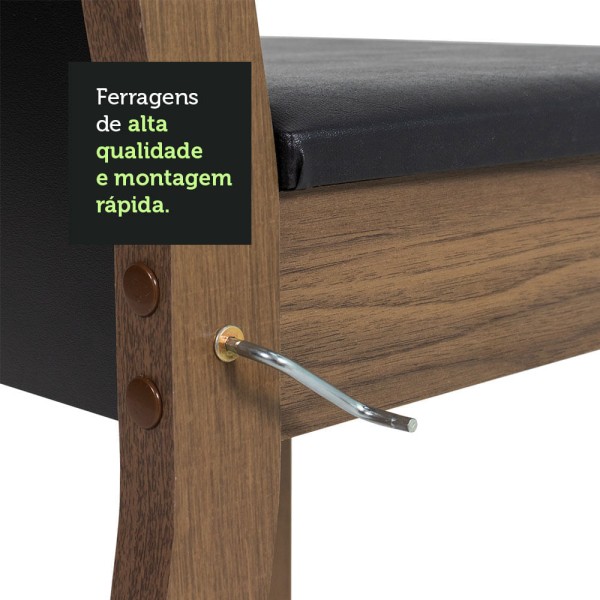 Encontraproduto.com.br - Conjunto Sala de Jantar Mesa Tampo de Vidro 4 Cadeiras Preto/Rustic Eloá Madesa