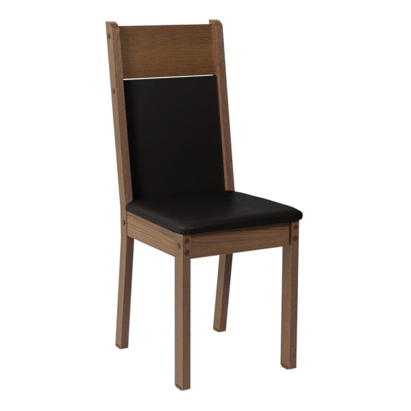 Encontraproduto.com.br - Conjunto Sala de Jantar Mesa Tampo de Vidro 4 Cadeiras Preto/Rustic Eloá Madesa