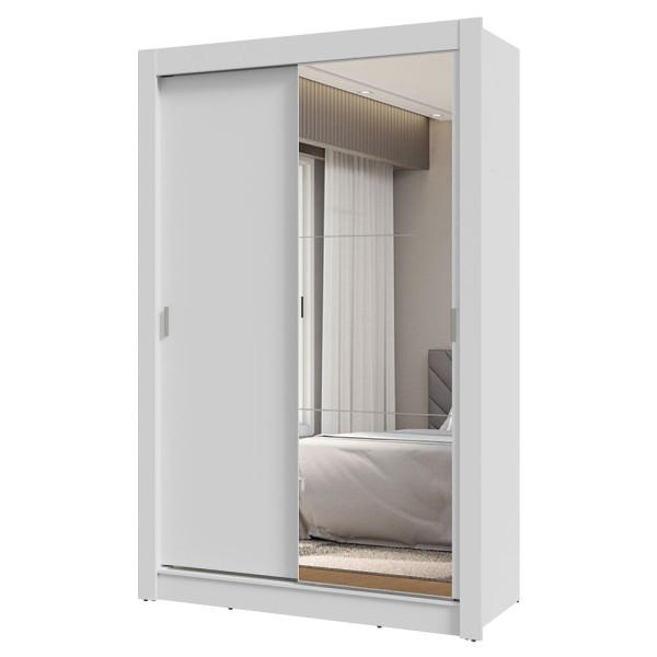 Encontraproduto.com.br - Guarda-Roupa Solteiro 2 Portas de Correr com Espelho 2 Gavetas Branco Vivare Madesa