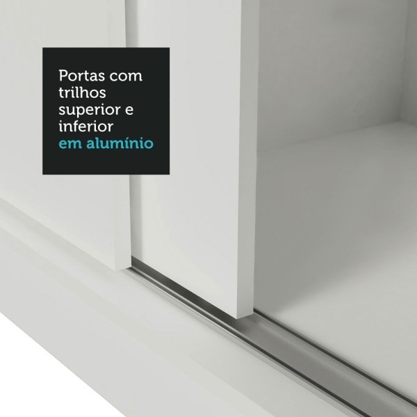 Encontraproduto.com.br - Guarda-Roupa Solteiro 2 Portas de Correr com Espelho 2 Gavetas Branco Vivare Madesa
