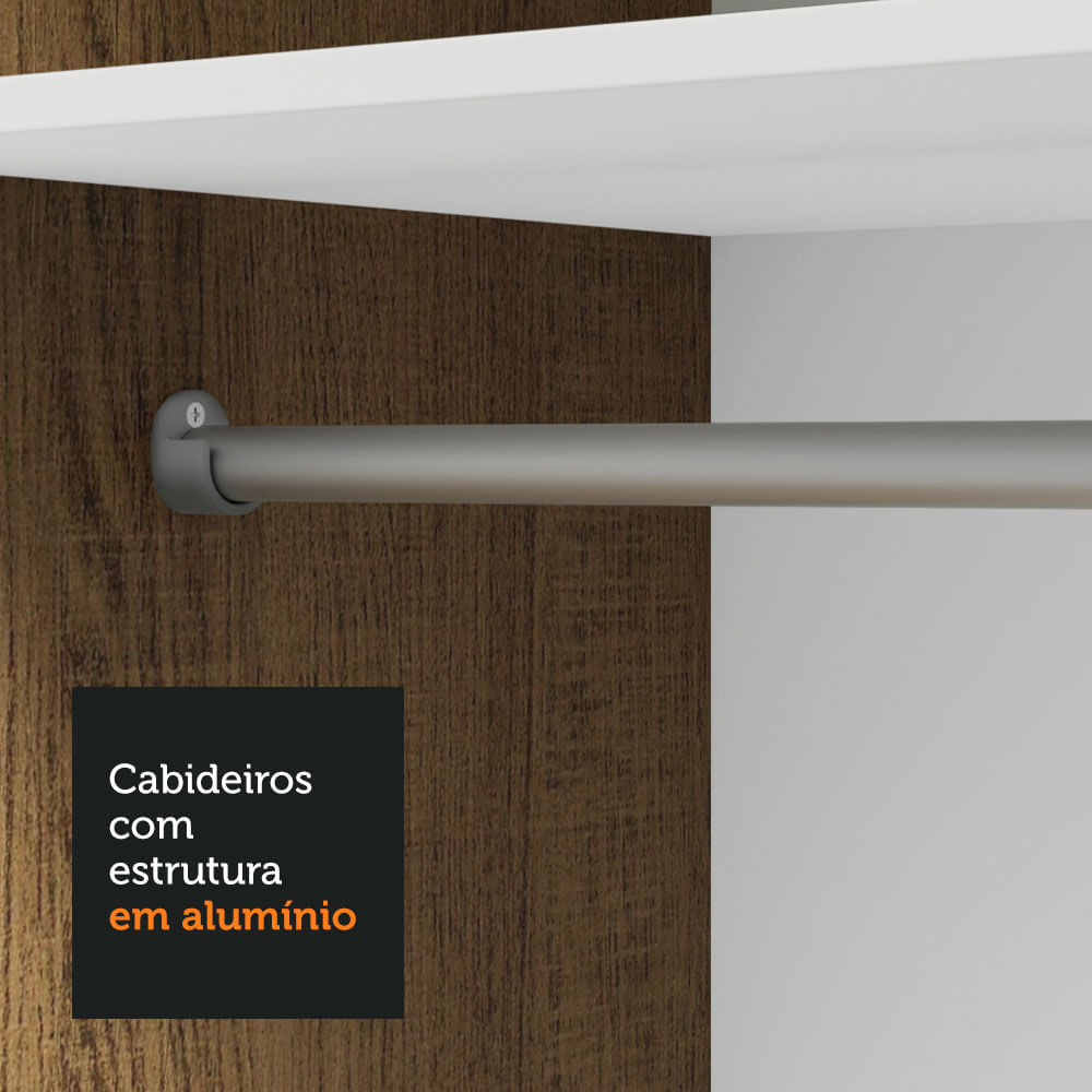 Encontraproduto.com.br - Guarda-Roupa Solteiro 2 Portas de Correr com Espelho Rustic/Branco Milano Madesa