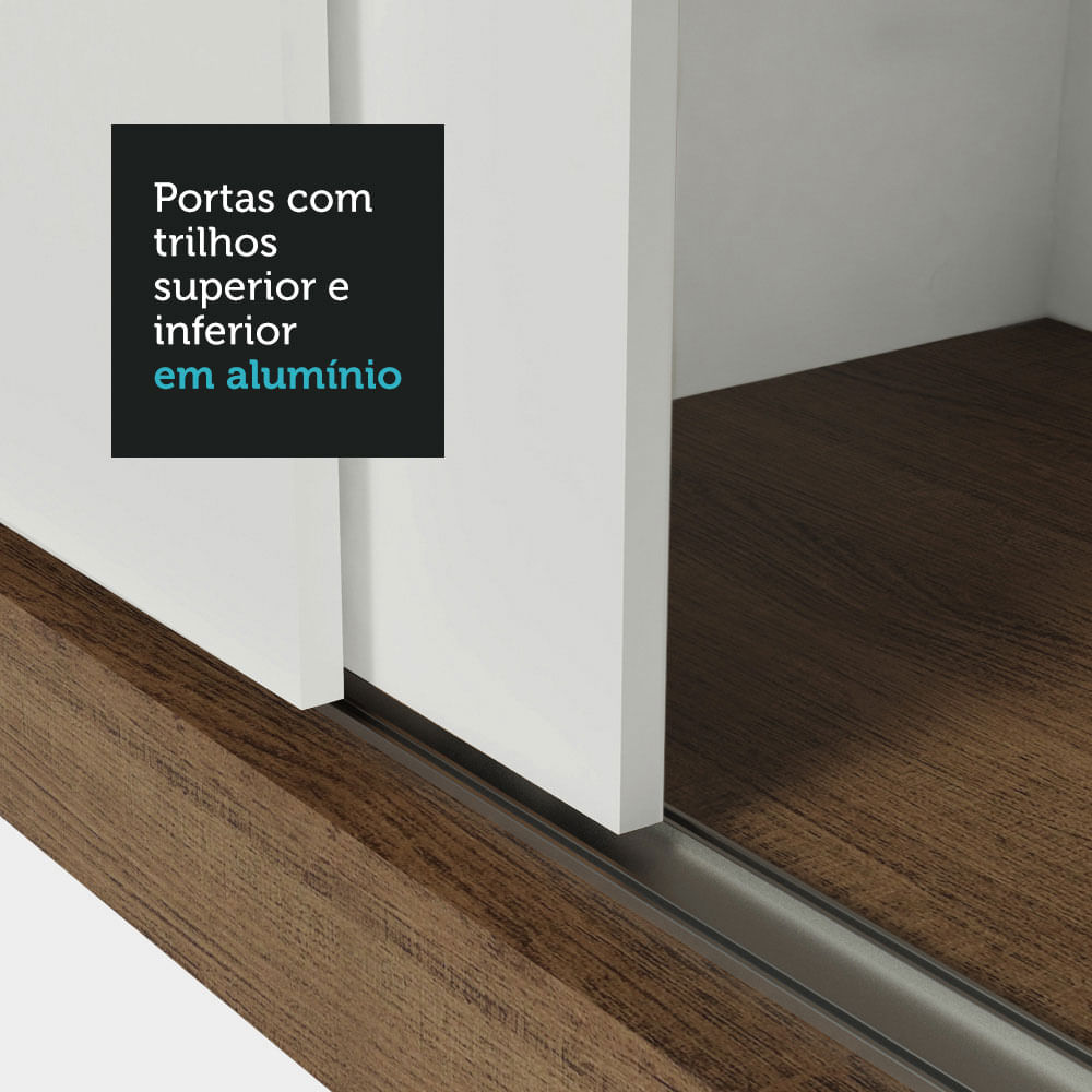 Encontraproduto.com.br - Guarda-Roupa Solteiro 2 Portas de Correr com Espelho Rustic/Branco Milano Madesa