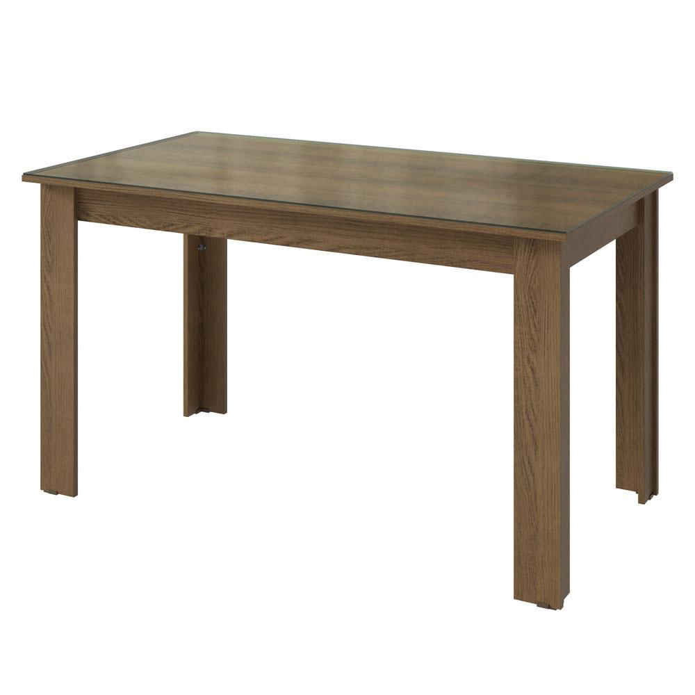 Encontraproduto.com.br - Conjunto Sala de Jantar Mesa Tampo de Vidro 6 Cadeiras Rustic/Lírio Bege Isla Madesa