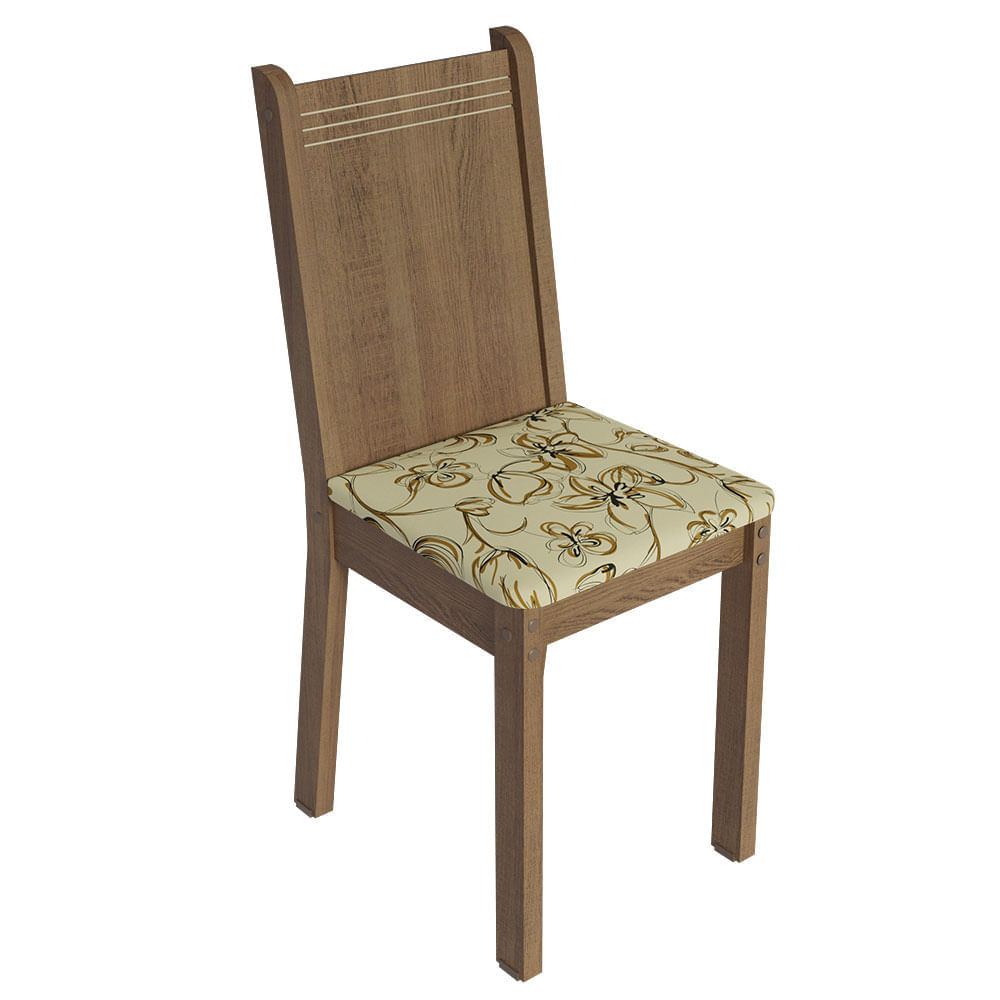 Encontraproduto.com.br - Conjunto Sala de Jantar Mesa Tampo de Vidro 6 Cadeiras Rustic/Lírio Bege Isla Madesa