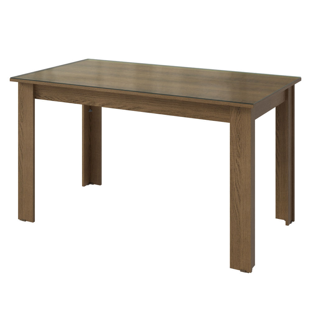 Encontraproduto.com.br - Conjunto Sala de Jantar Mesa Tampo de Vidro 6 Cadeiras Rustic/Lírio Bege Isla Madesa