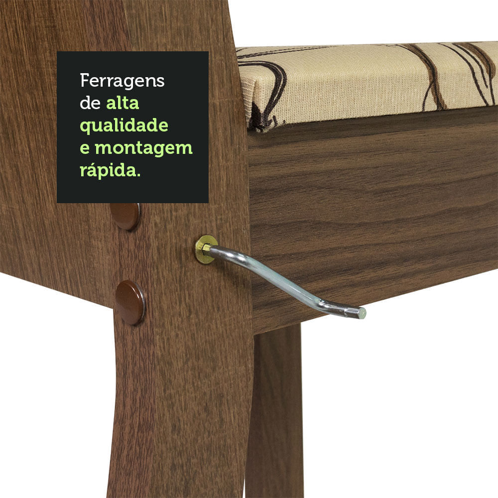 Encontraproduto.com.br - Conjunto Sala de Jantar Mesa Tampo de Vidro 6 Cadeiras Rustic/Lírio Bege Isla Madesa