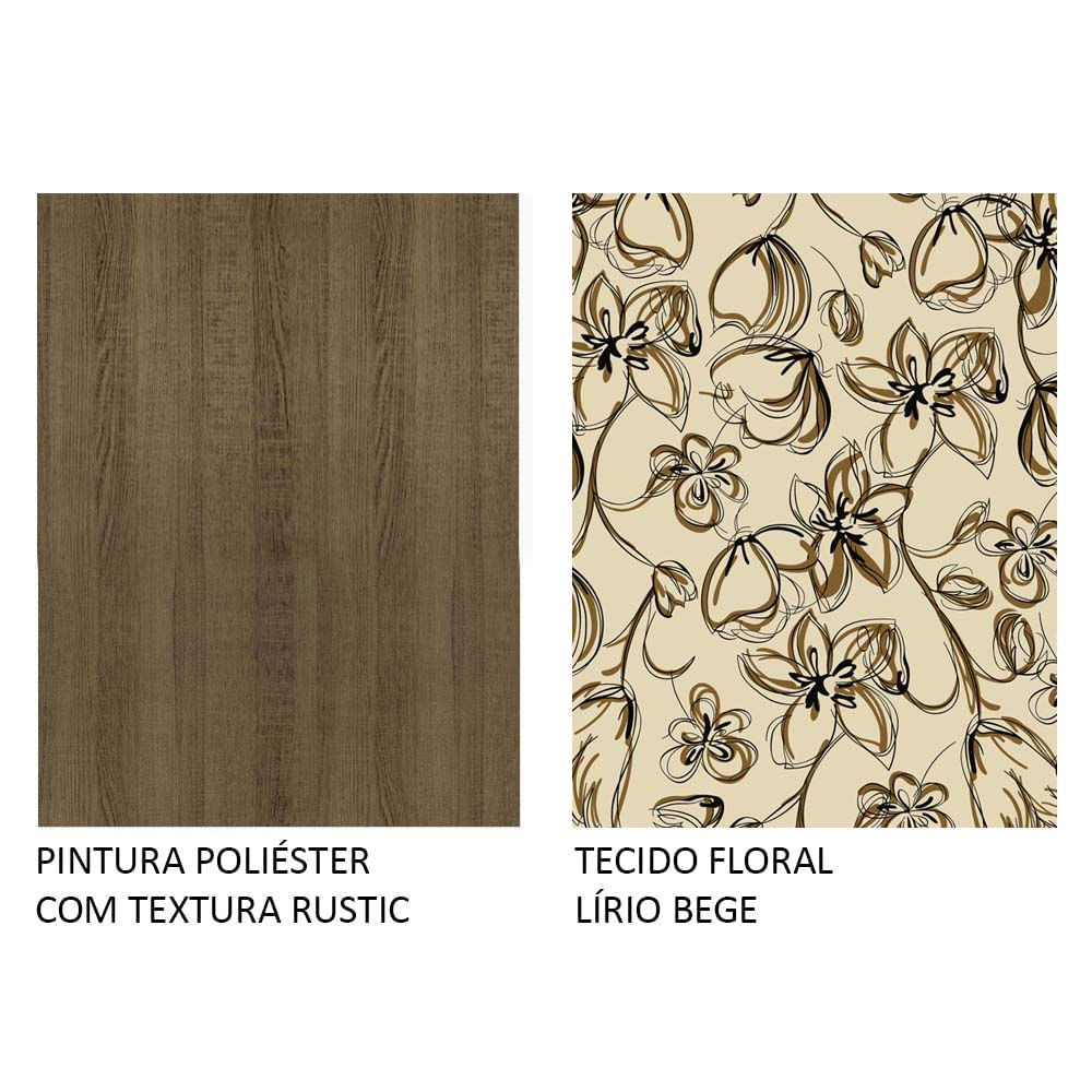Encontraproduto.com.br - Conjunto Sala de Jantar Mesa Tampo de Vidro 6 Cadeiras Rustic/Lírio Bege Isla Madesa