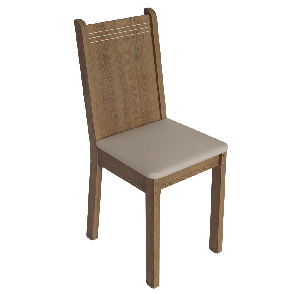 Encontraproduto.com.br - Conjunto Sala de Jantar Mesa Tampo de Vidro 6 Cadeiras Rustic/Sintético Bege Isla Madesa