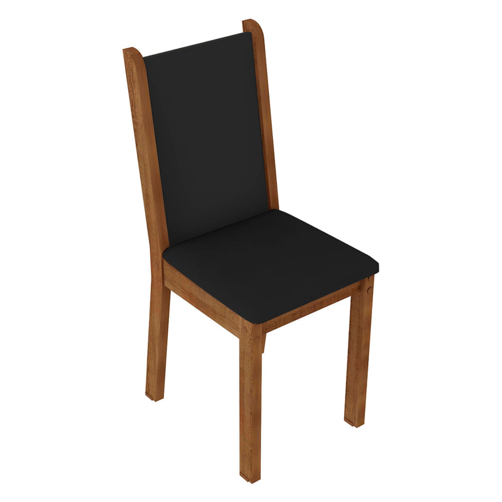 Encontraproduto.com.br - Conjunto Sala de Jantar Mesa Tampo de Vidro 4 Cadeiras Preto/Rustic Suzy Madesa