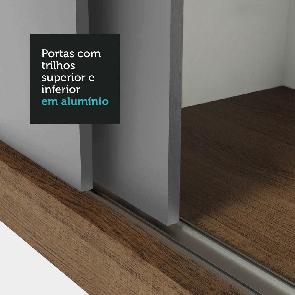 Encontraproduto.com.br - Guarda-Roupa Solteiro 2 Portas de Correr com Espelho 2 Gavetas Rustic/Cinza Vivare Madesa