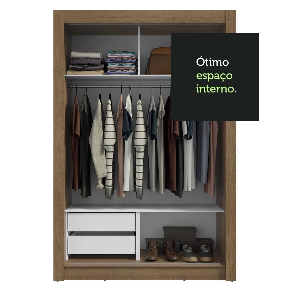 Encontraproduto.com.br - Guarda-Roupa Solteiro 2 Portas de Correr com Espelho 2 Gavetas Rustic/Cinza Vivare Madesa