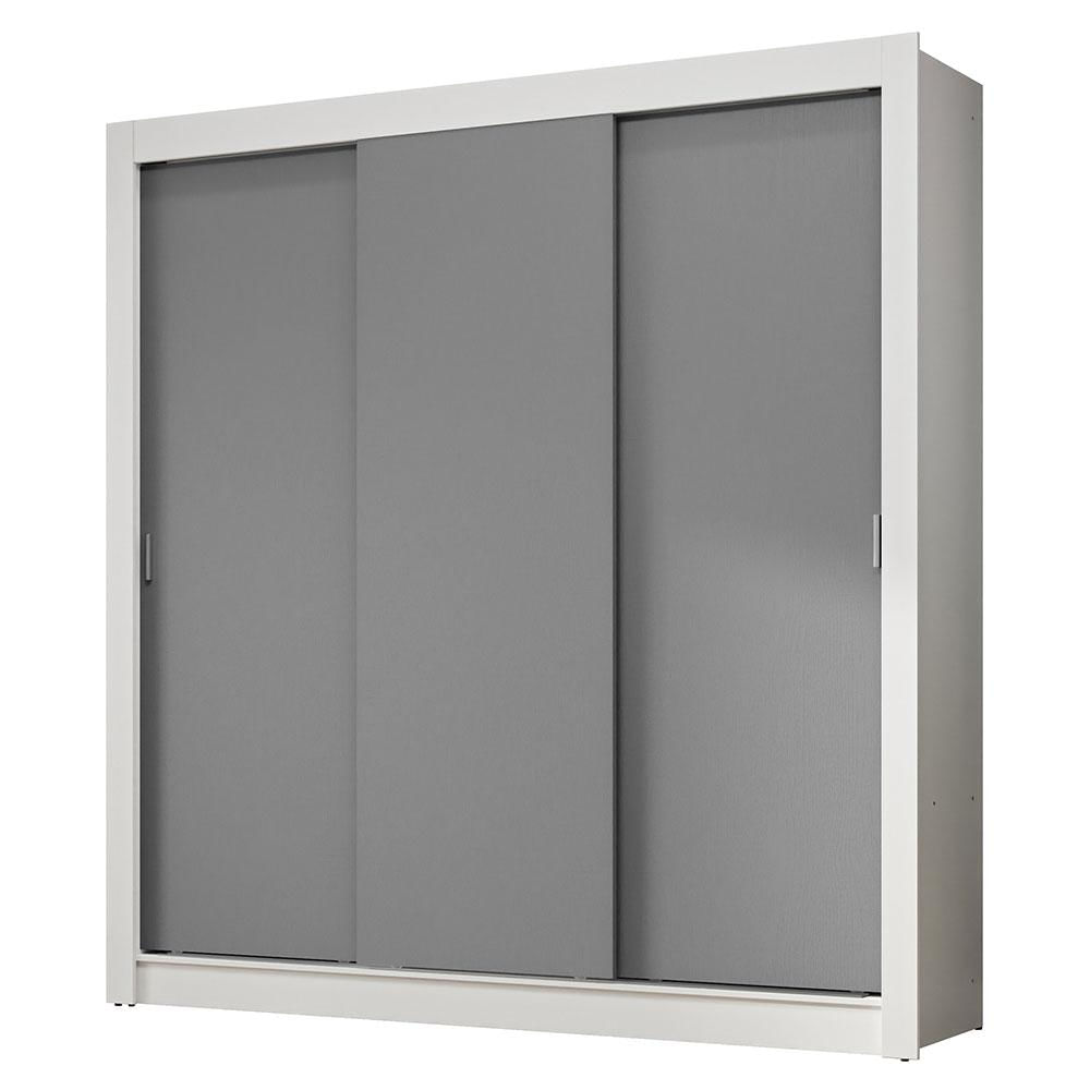 Guarda-Roupa Casal 3 Portas de Correr Branco/Cinza Nobre Madesa