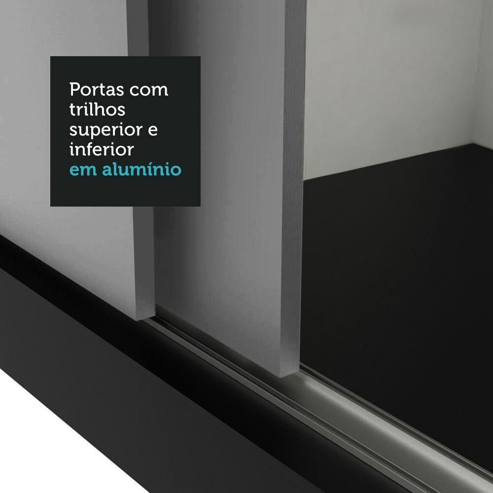 Encontraproduto.com.br - Guarda-Roupa Casal 3 Portas de Correr Preto/Cinza Nobre Madesa