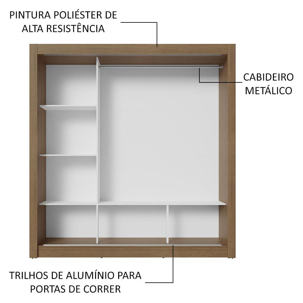 Encontraproduto.com.br - Guarda-Roupa Casal 3 Portas de Correr com Espelho Rustic Nobre Madesa