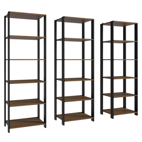 Encontraproduto.com.br - Estante Armário Multiuso para Livros 177cm Rustic/Preto Madesa