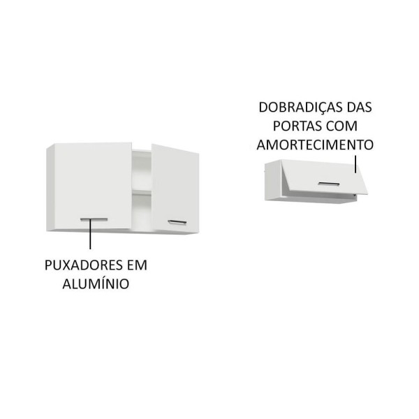 Encontraproduto.com.br - Kit com 2 Armários Aéreos Multiuso 3 Portas Branco Agata Madesa