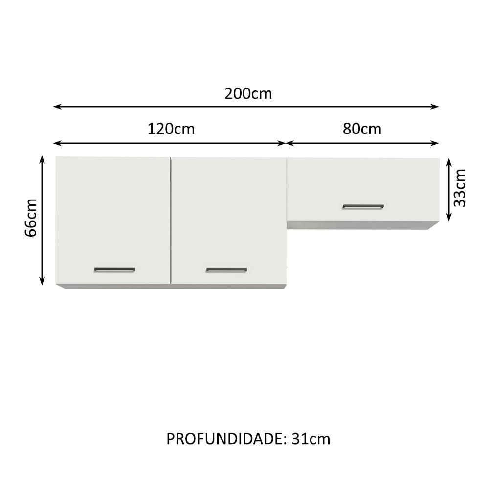 Encontraproduto.com.br - Kit com 2 Armários Aéreos Multiuso 3 Portas Branco Agata Madesa