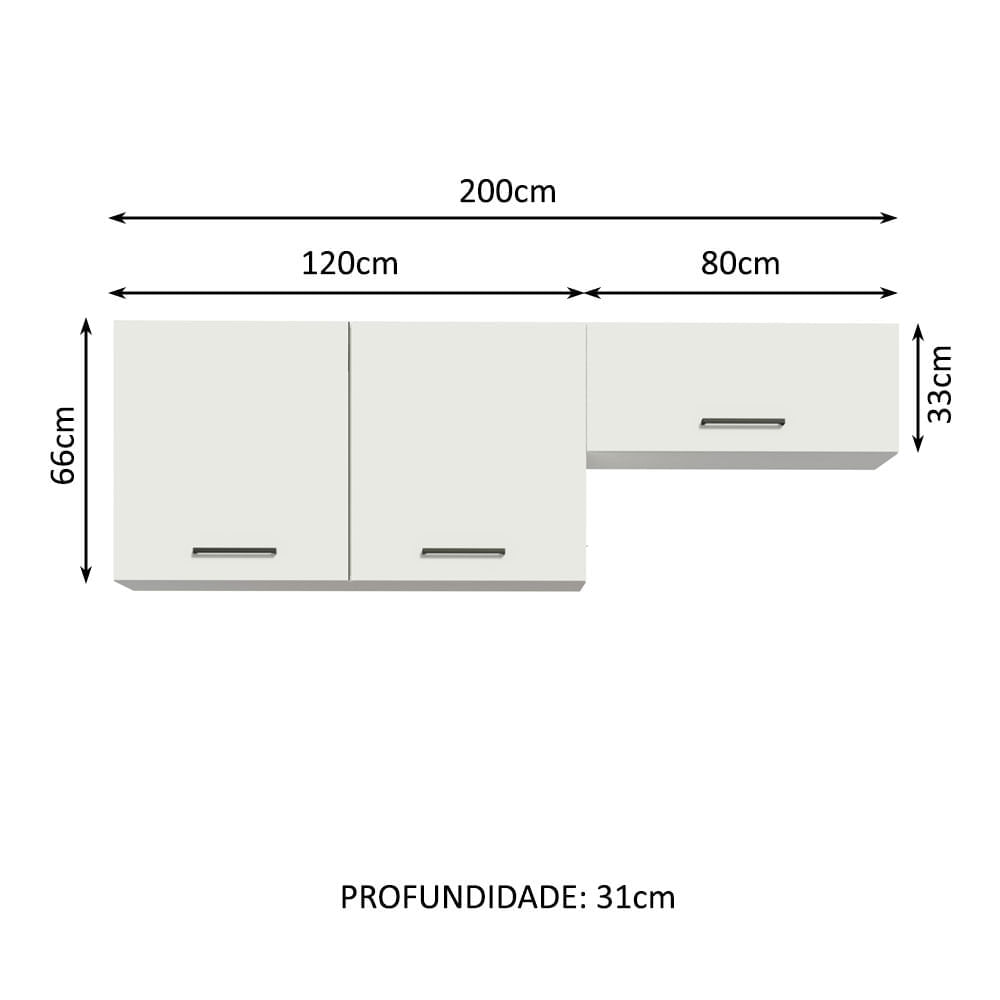 Encontraproduto.com.br - Kit com 2 Armários Aéreos Multiuso 3 Portas Branco Agata Madesa