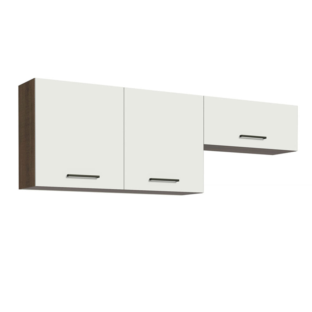 Encontraproduto.com.br - Kit com 2 Armários Aéreos Multiuso 3 Portas Rustic/Branco Agata Madesa
