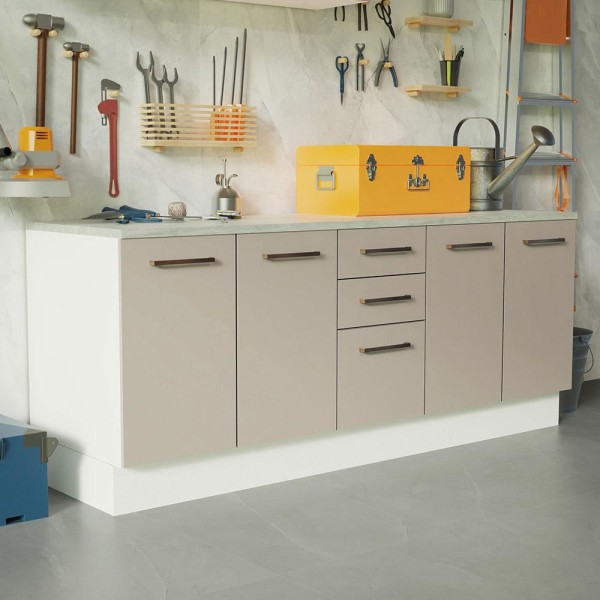 Encontraproduto.com.br - Kit com 2 Balcões Multiuso 4 Portas 3 Gavetas Branco/Crema Agata Madesa