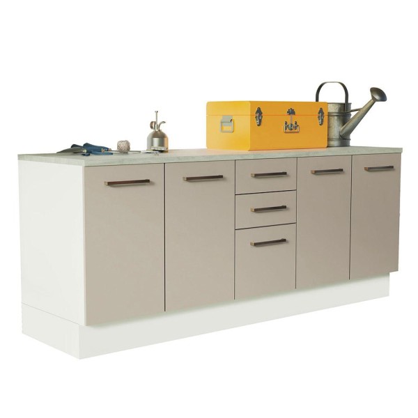 Encontraproduto.com.br - Kit com 2 Balcões Multiuso 4 Portas 3 Gavetas Branco/Crema Agata Madesa