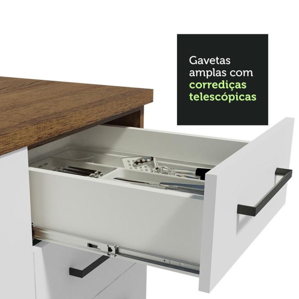 Encontraproduto.com.br - Kit com 2 Balcões Multiuso 4 Portas 3 Gavetas Rustic/Branco Agata Madesa
