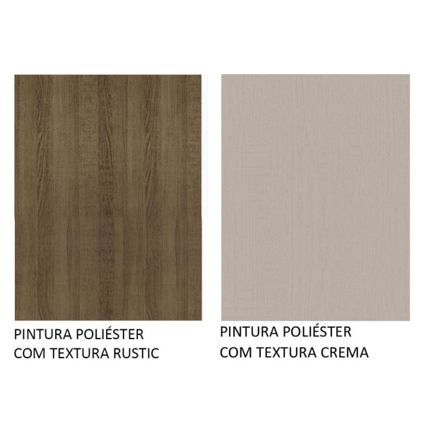 Encontraproduto.com.br - Kit com 2 Balcões Multiuso 4 Portas 3 Gavetas Rustic/Crema Agata Madesa