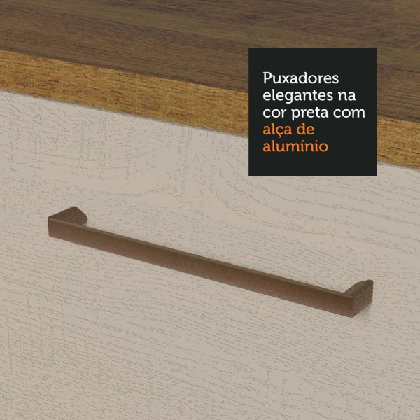 Encontraproduto.com.br - Kit com 2 Balcões Multiuso 4 Portas 3 Gavetas Rustic/Crema Agata Madesa