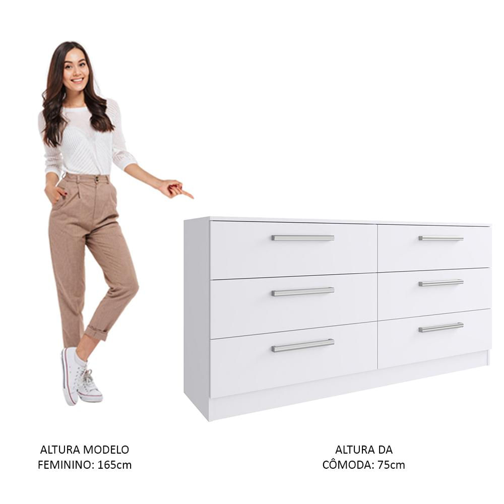 Encontraproduto.com.br - Cômoda Madesa Laura com 6 Gavetas Branco