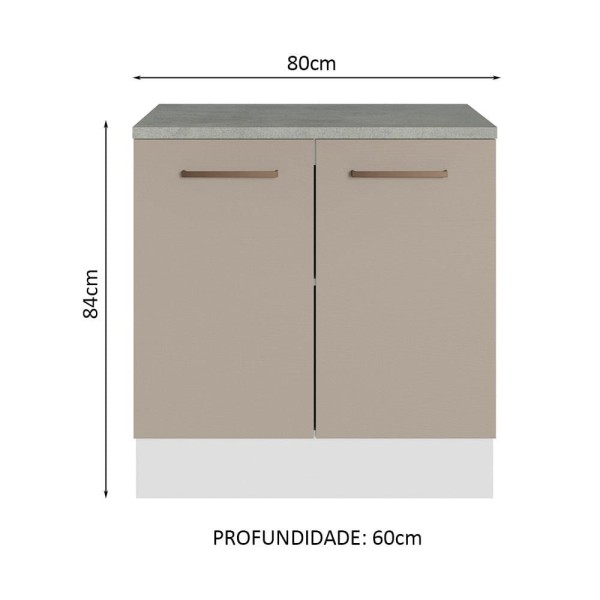 Encontraproduto.com.br - Balcão Multiuso 80cm 2 Portas Branco/Crema Agata Madesa