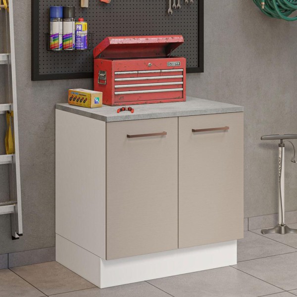 Encontraproduto.com.br - Balcão Multiuso 80cm 2 Portas Branco/Crema Agata Madesa