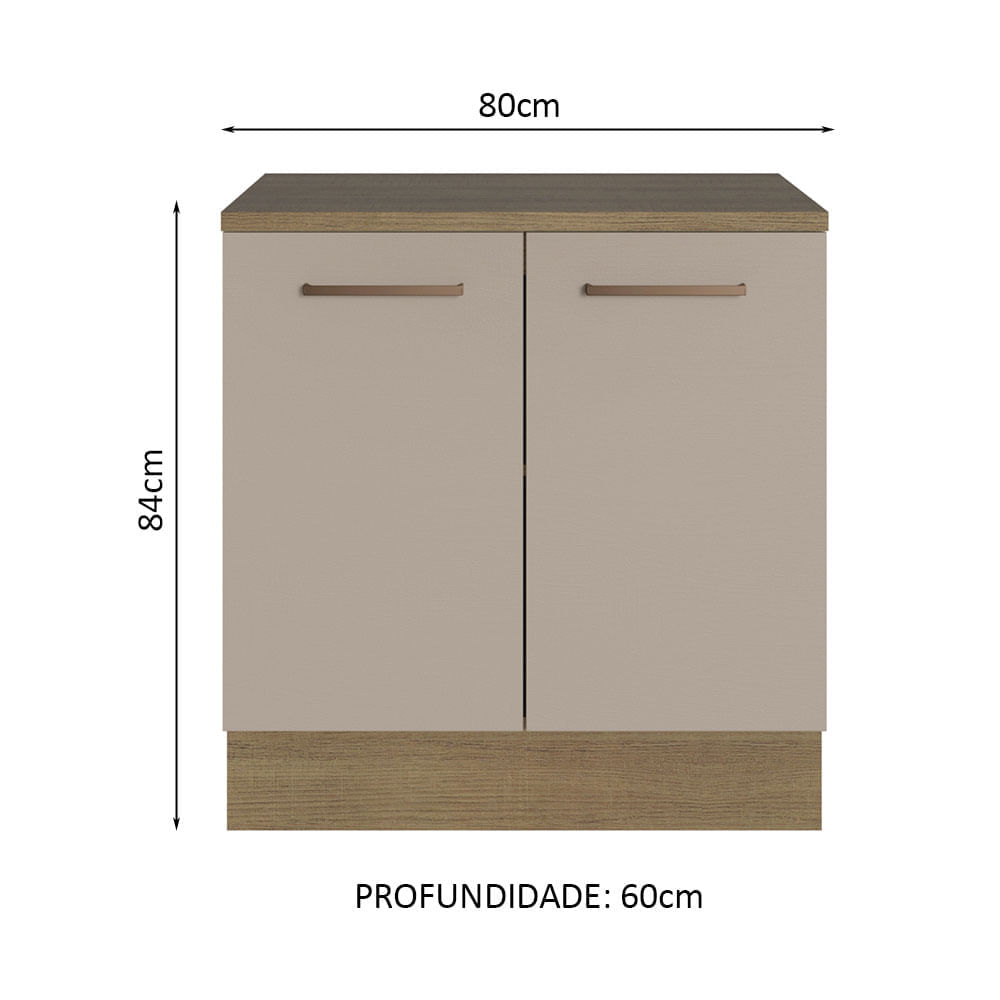Encontraproduto.com.br - Balcão Multiuso 80cm 2 Portas Rustic/Crema Agata Madesa