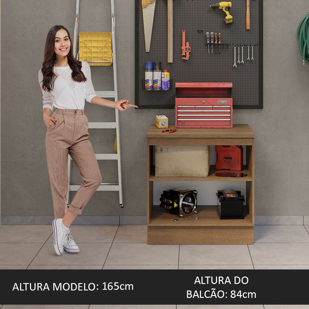 Encontraproduto.com.br - Balcão Multiuso 80cm 2 Portas Rustic/Crema Agata Madesa