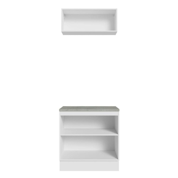 Encontraproduto.com.br - Kit com Balcão e Armário Aéreo Multiuso 80cm Branco/Preto Agata Madesa